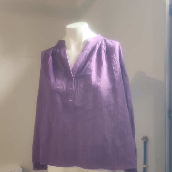Vanessa Bruno Purple Mandarin Collar Blouse Relaxed Fit - Picture 3 of 6